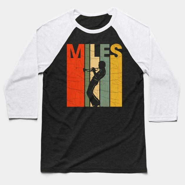 Miles Davis Retro Color Baseball T-Shirt by mother earndt